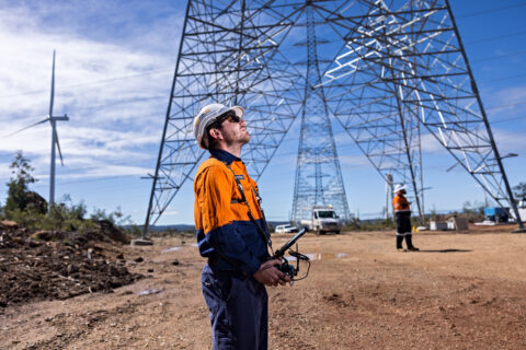 Drones utilised to install QLD transmission lines