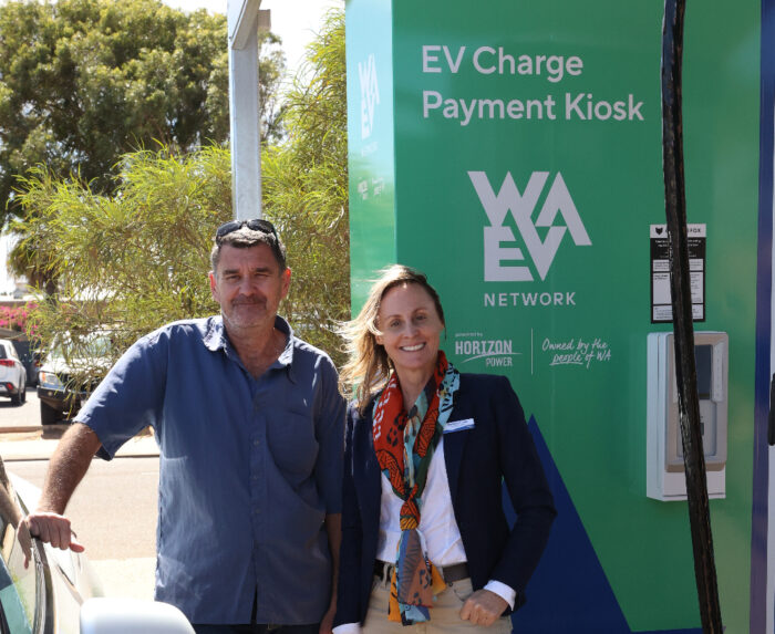 Horizon Power CEO, Stephanie Unwin (right), at the launch of the DC EV charger