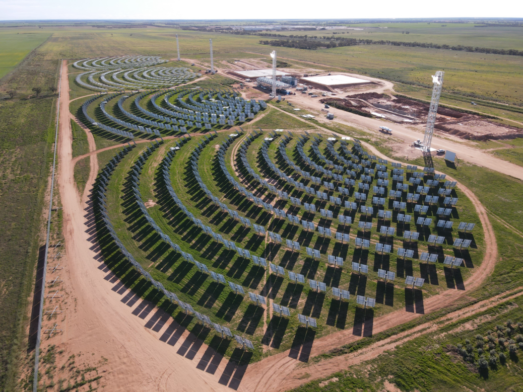 An aerial view of the solar-plus-storage plant in Carwarp